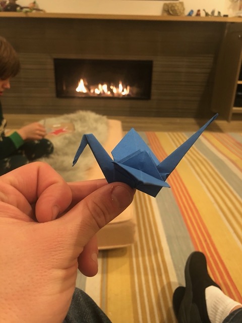I folded this crane along with Lela's origami tutorial!
