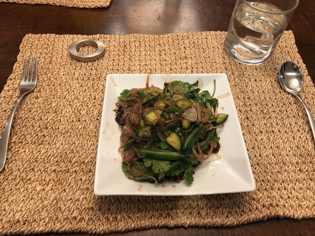 Beans and celery with glass noodle salad