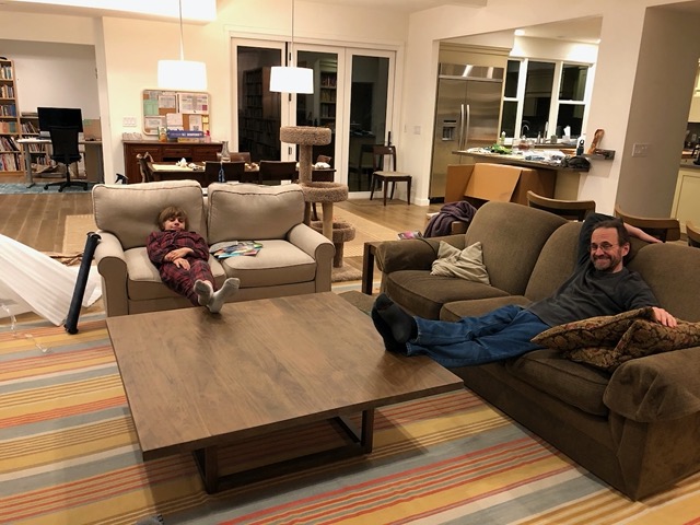 Mike and Owen putting their feet up