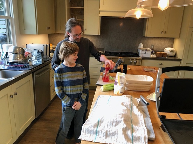 Owen with his celery science project