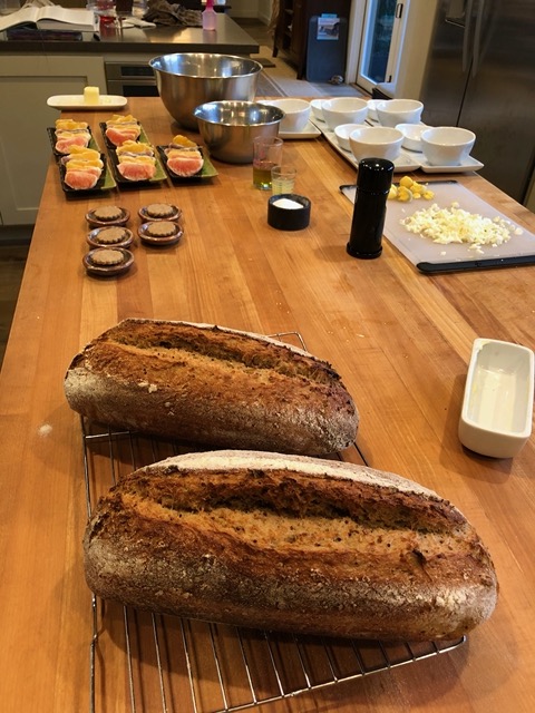 With fresh bread in the foreground