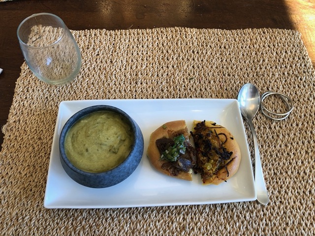 Mustard green soup and two half buns