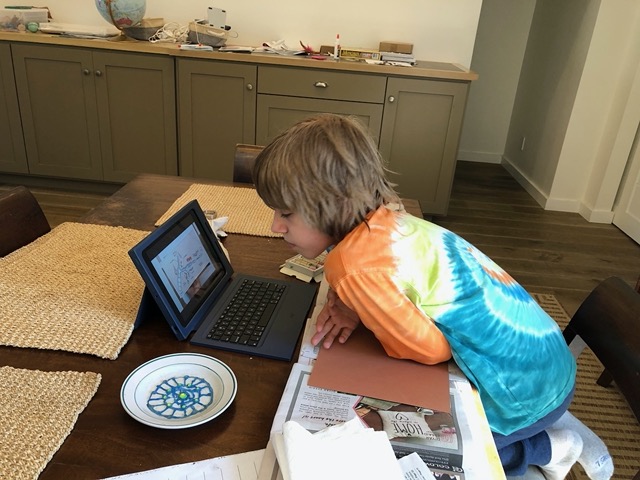 Owen doing at art project for school