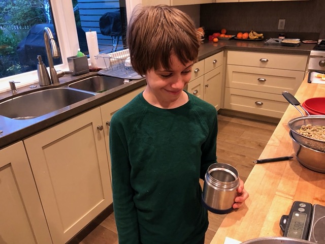 Owen with his thermos, unused for a year