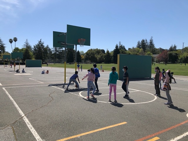 The kids plying after lunch