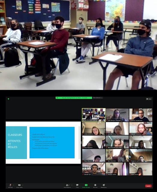 Lela's class: in person students top, remote students below