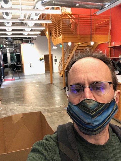 Mike at the Facebook office.  Totally empty and quiet
