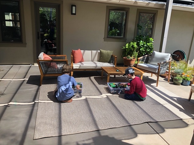 We had Jake over -- they played with Legos