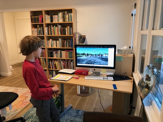 Owen doing PE at home on one of his remote days