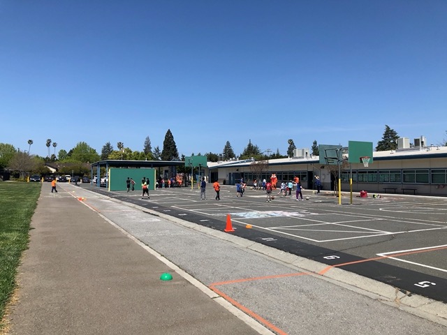 The kids at lunch recess, during my lunch duty. Each class had its own area