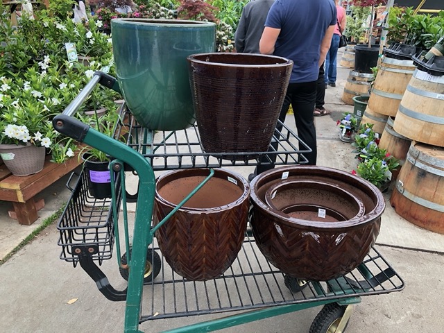 Cart full of pots, most of which I will return