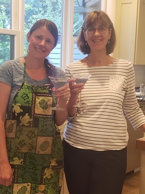 Sisters, with Blue Moon cocktails, by Mike!