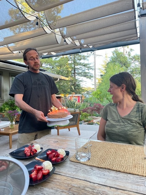 Mike with the cake