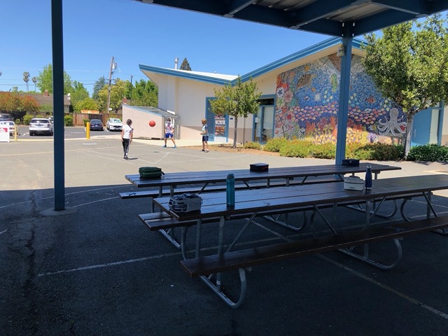Lunch duty.  Owen playing four square at lunch recess