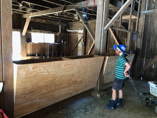 The new feeding troughs for the goats