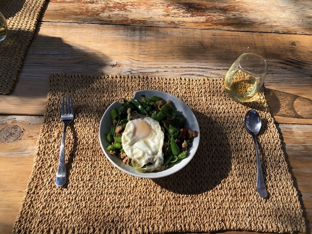 With a fried egg on top