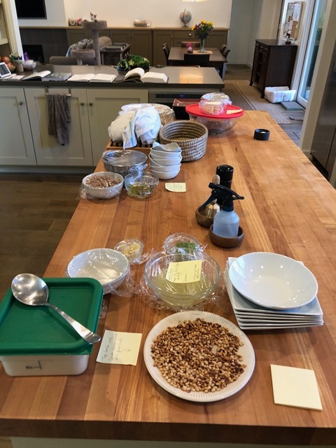 My mis en place for dinner with the Hitchners