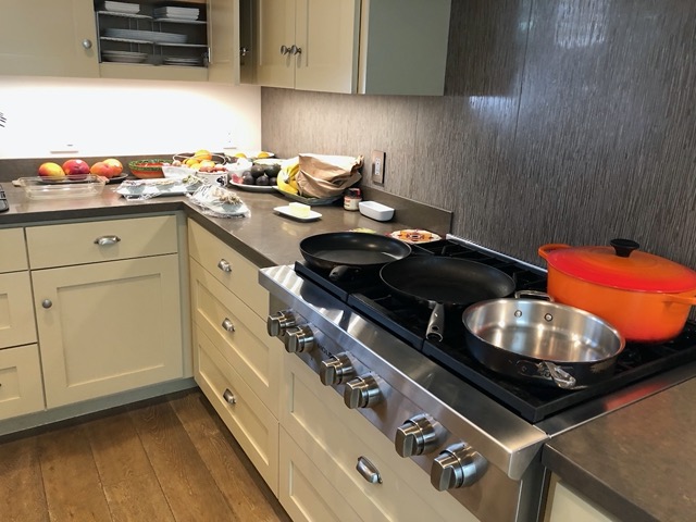 Skillets in place for searing the lamb