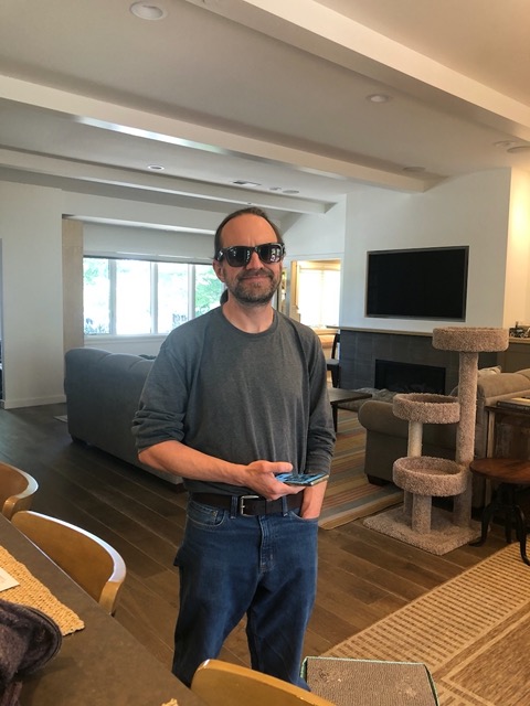 Mike trying the new Facebook VR sunglasses