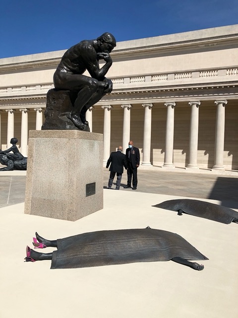 With modern art around it
