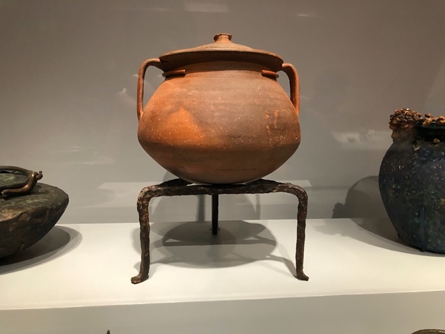 Cooking pot on a tripod, which would be placed over the fire