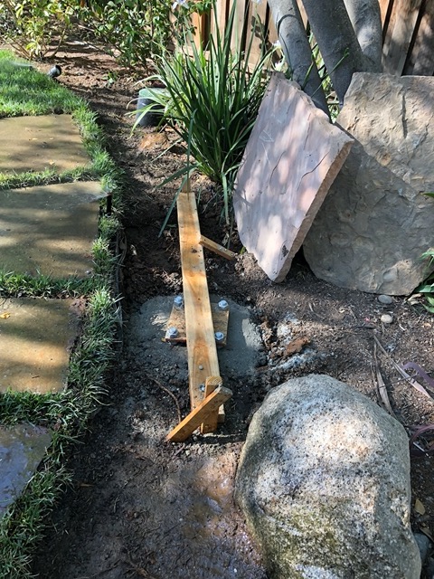 Working on the hole for the post