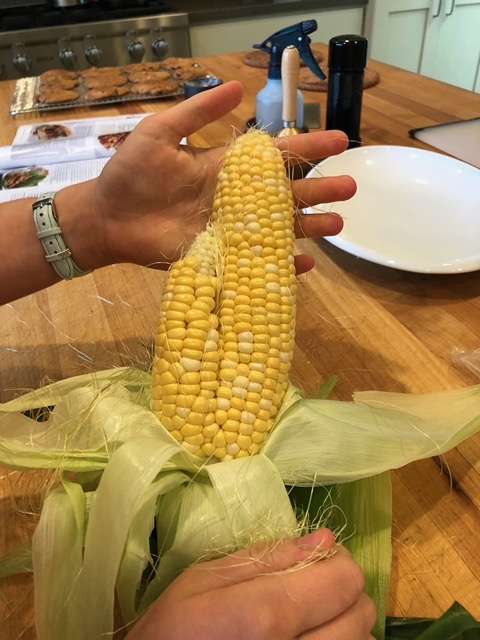 Fresh corn, first of the year.  And a weird double one!