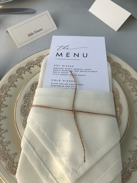 Each plaace setting had a menu
