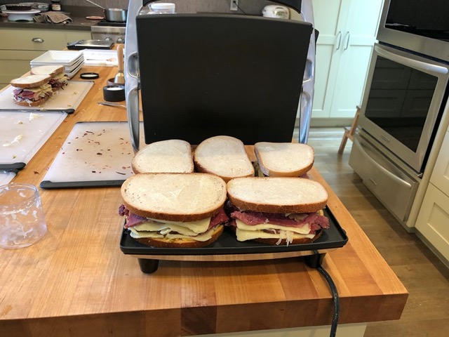 Toasting them in the panini press