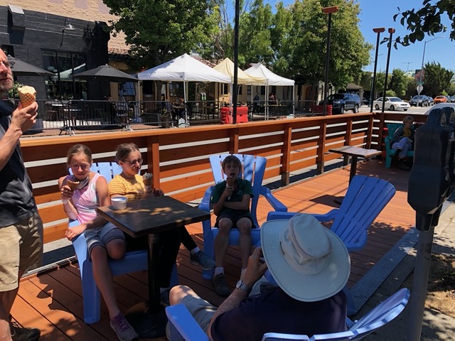 Eating them in the parklet outside the creamery