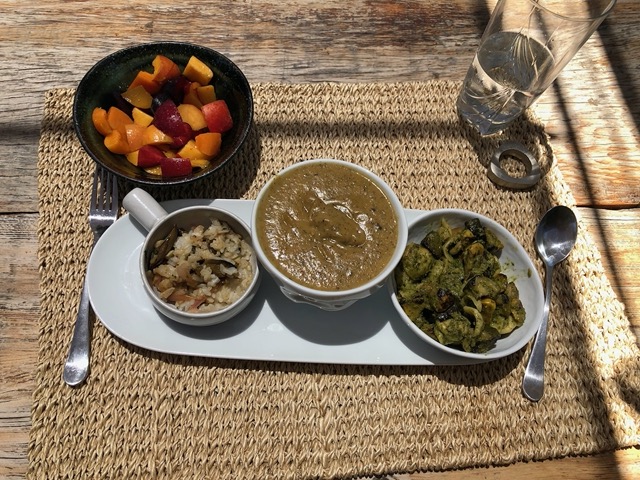 With fresh fruit for dessert