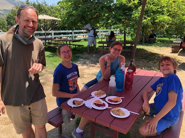 Eating pie at Gizdich Ranch