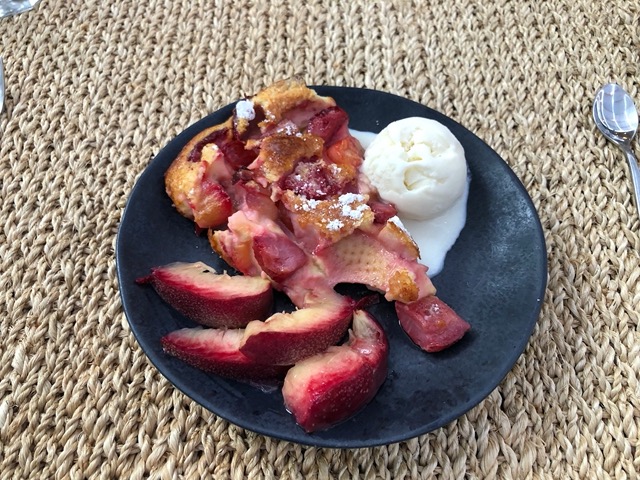 Mike served it with white nectarine and vanilla ice cream