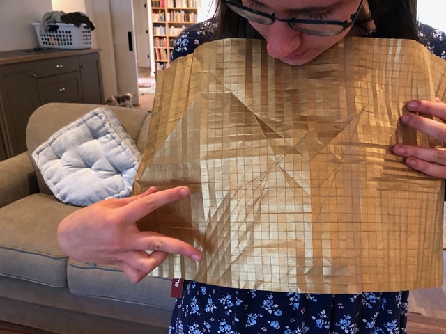 She'll use these creases to make tiny scales