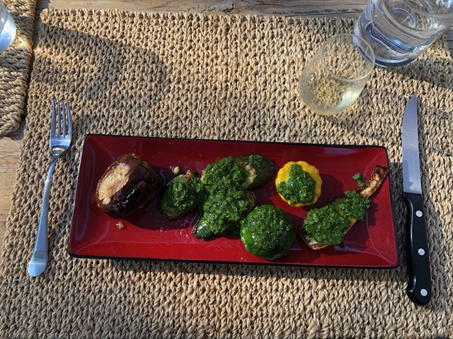 Grilled vegetables with herb sauce