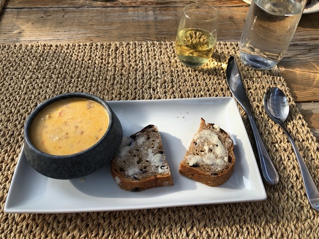 Corn chowder and fresh sourdough