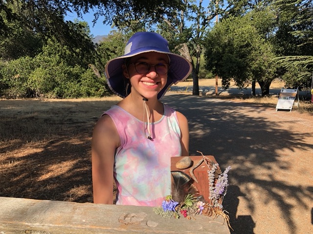 Ellie with more found treasures at the Rancho entrance