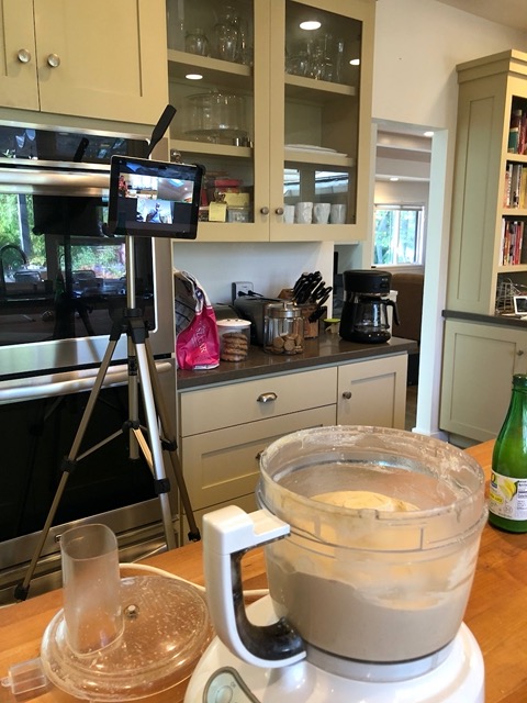 Making the hummus with Jason in Korea, and Leslie in Boston!