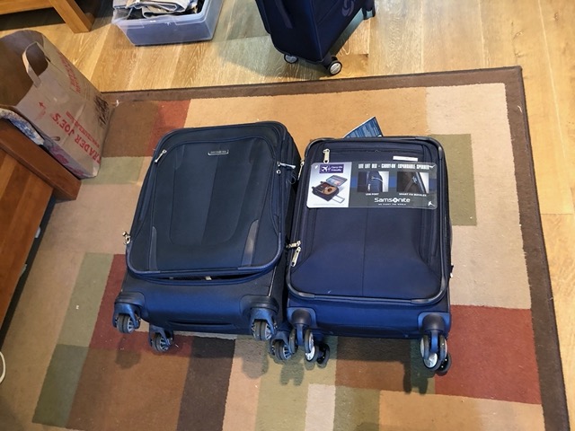 The new suitcase (right) is slightly smaller than the older one