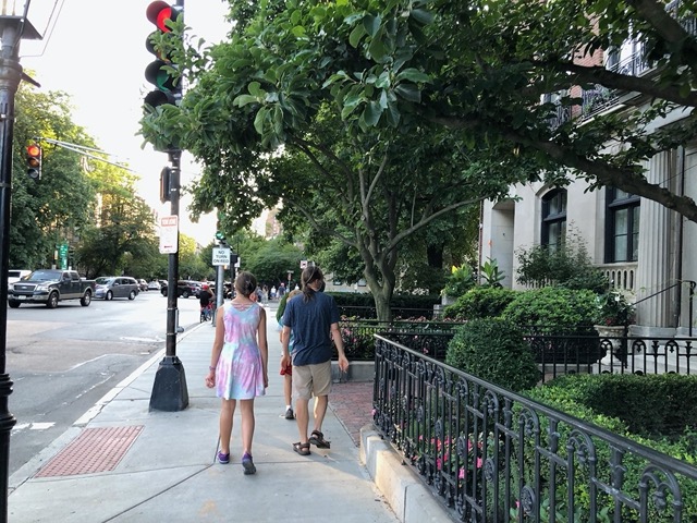 Looking at the nice townhouses on Beacon St.