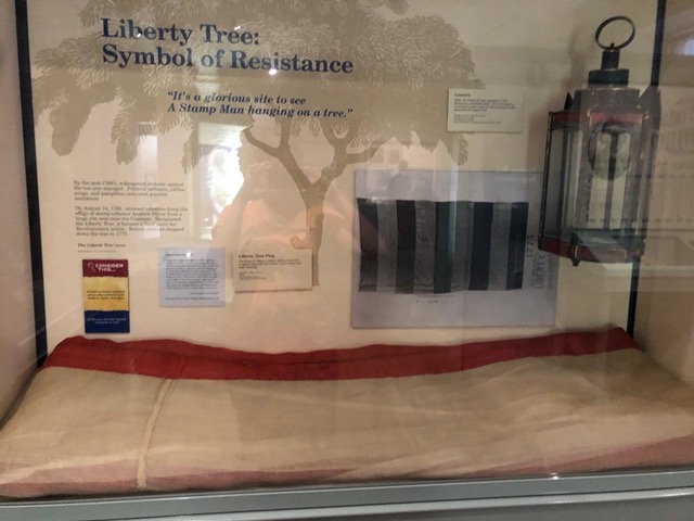 Liberty tree flag, 1767, from Sons of Liberty, and lantern!  