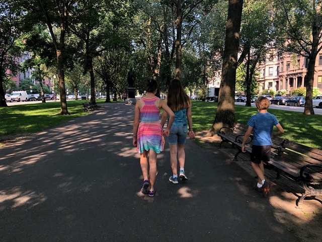 Walking through the Common on our way to Cambridge