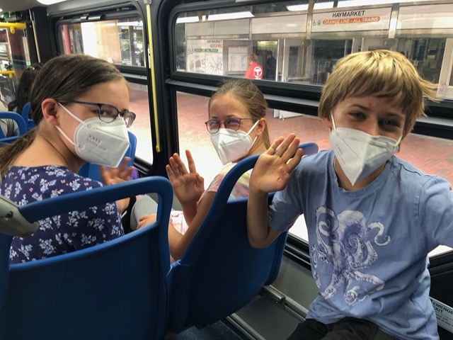 On the bus to get to the Charlestown Navy Yard