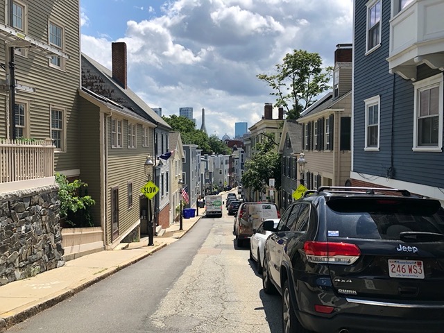 View back toward Charles River, with Boston in the background