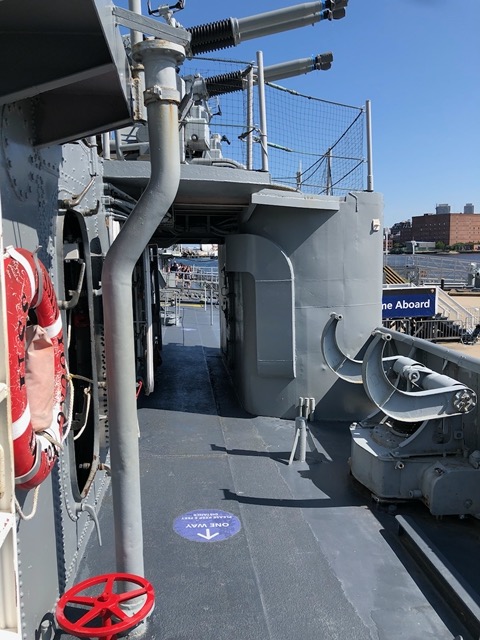 View up toward the guns