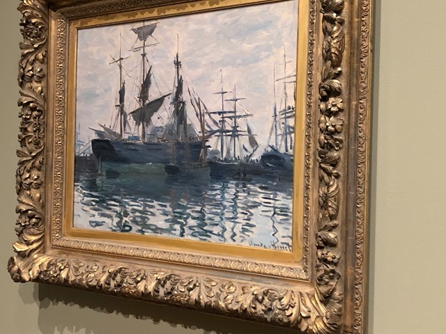 Monet, Ships in a Harbor.  I love the reflections and waves in the water