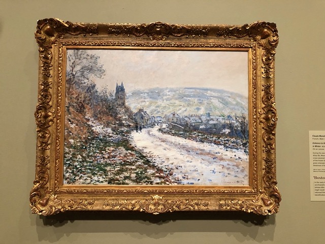 Monet painted ten views of the town of Vetheuil.  I like the patchy snow and chilly overcast sky