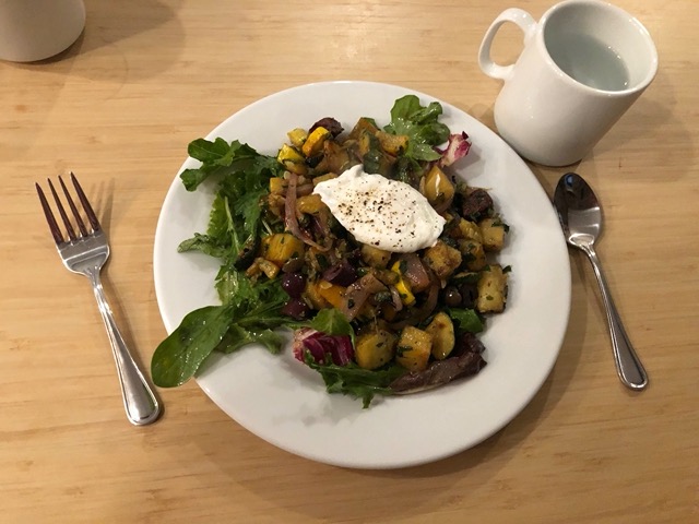 With a poached egg on top