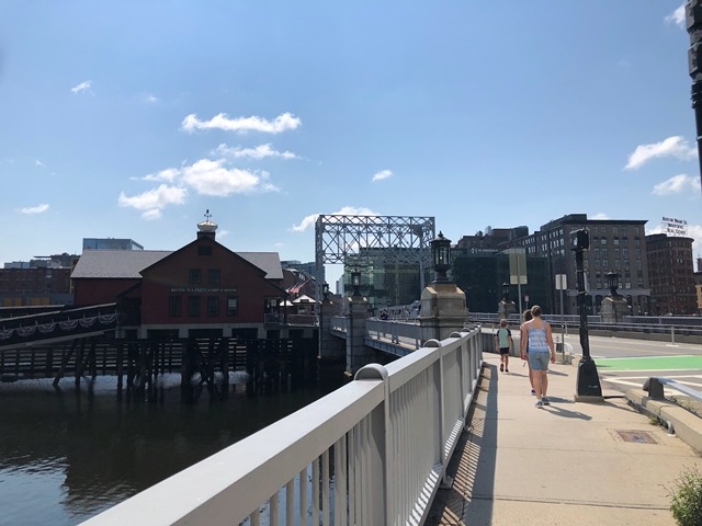 Walking over the bridge