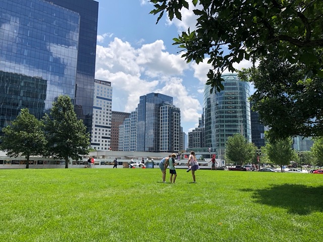 We relaxed in the park for a while.  The kids played on the grass